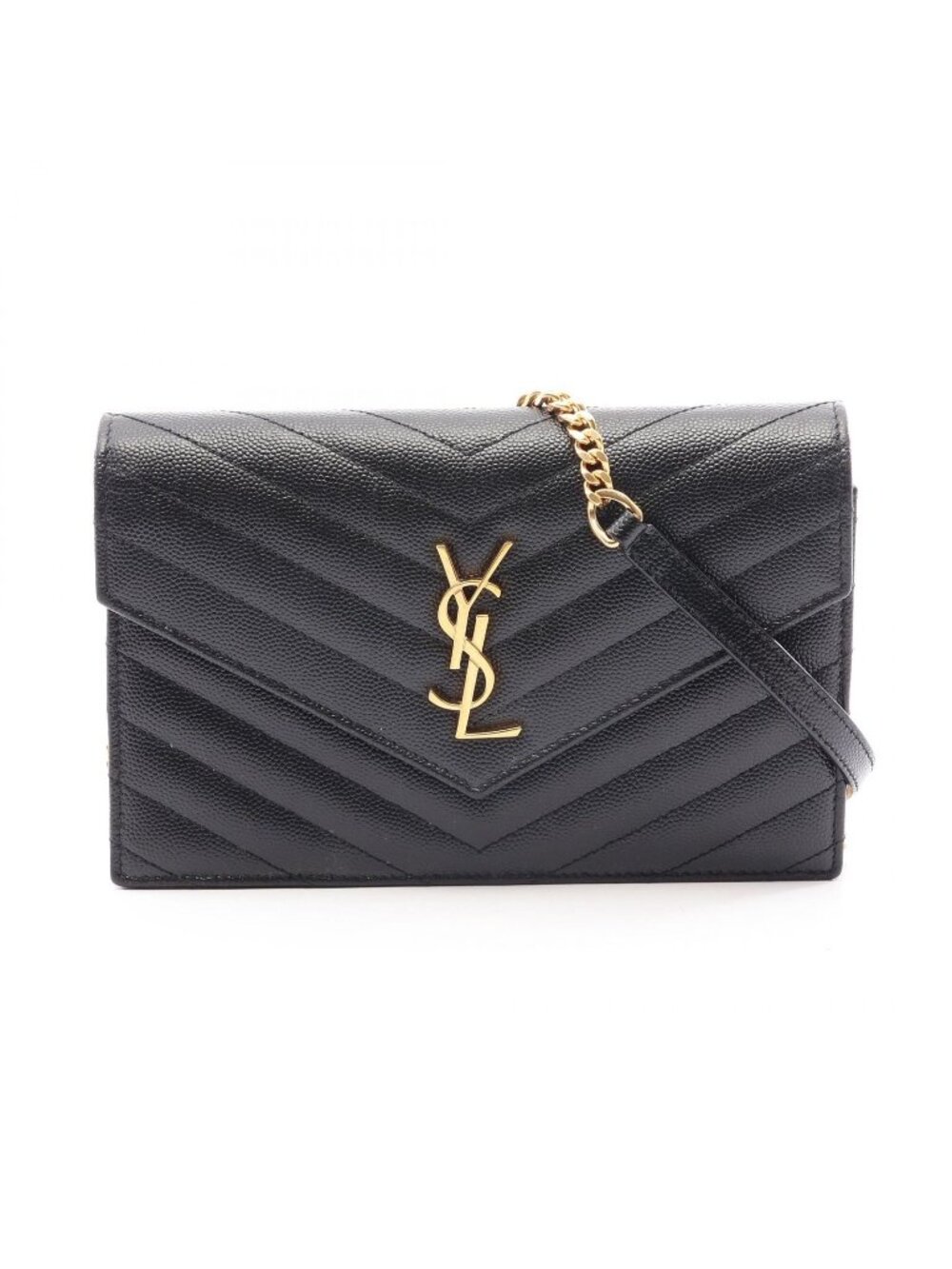 Saint Laurent Paris Shoulder Bag Monogram Envelope Black Leather Cassandra